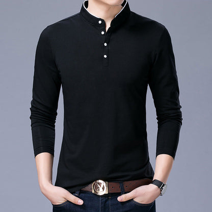 Herren Poloshirt Langarm Modern Stehkragen Elegantes Design