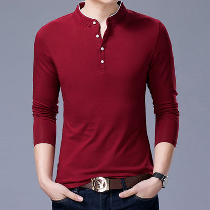 Herren Poloshirt Langarm Modern Stehkragen Elegantes Design