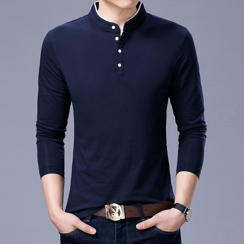 Herren Poloshirt Langarm Modern Stehkragen Elegantes Design - BerlinGlamour