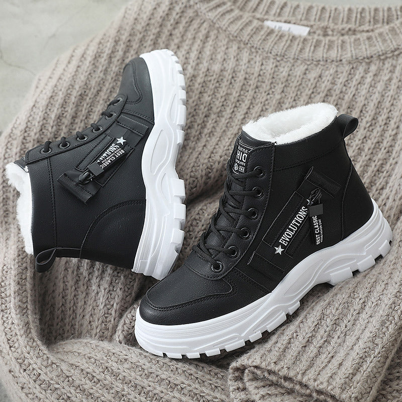 Damen Winterstiefel Warm Kuschelig Schnürsenkel