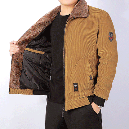 Herren Cordjacke Modern Weich Kragen Braun