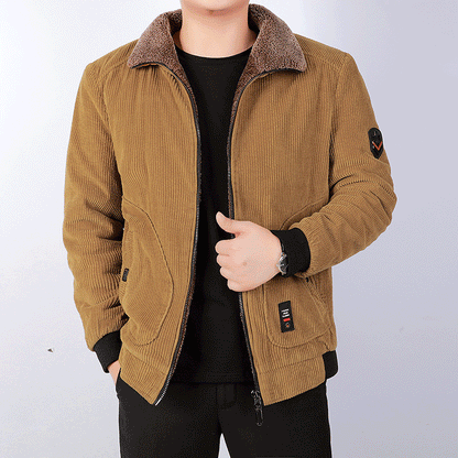 Herren Cordjacke Modern Weich Kragen Braun - BerlinGlamour