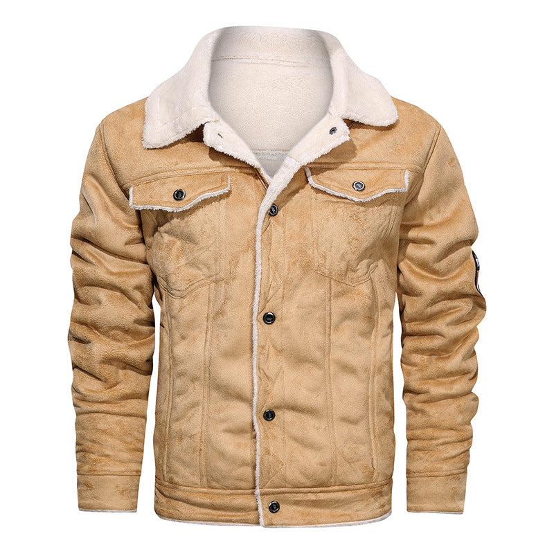 Lederjacke Herren Vintage Warm gefüttert Schwarz