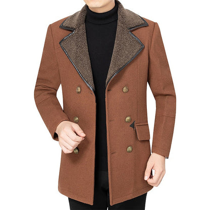 Herren Doppelreihenjacke Fleece Kragen Modern Stadtstyl - BerlinGlamour