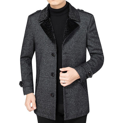 Herren Mantel Eleganter Pelzkragen Luxus Winter - BerlinGlamour