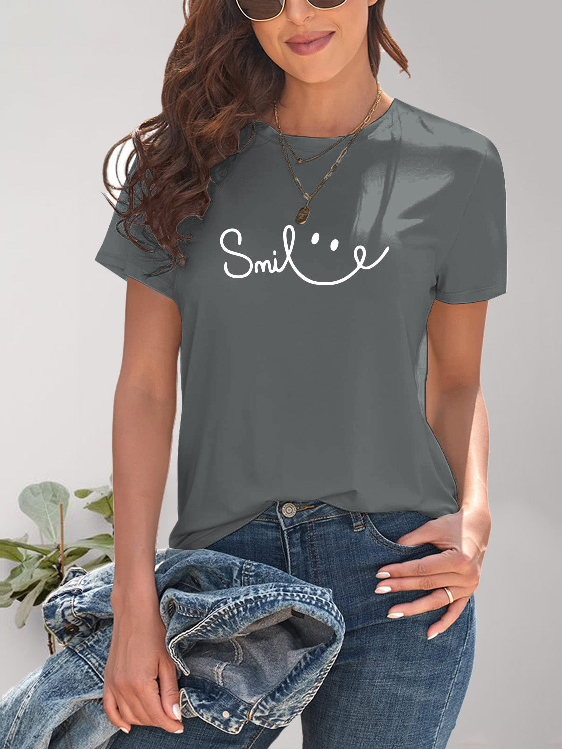 Kurzarm T-Shirt Frauen Rundhals Modern