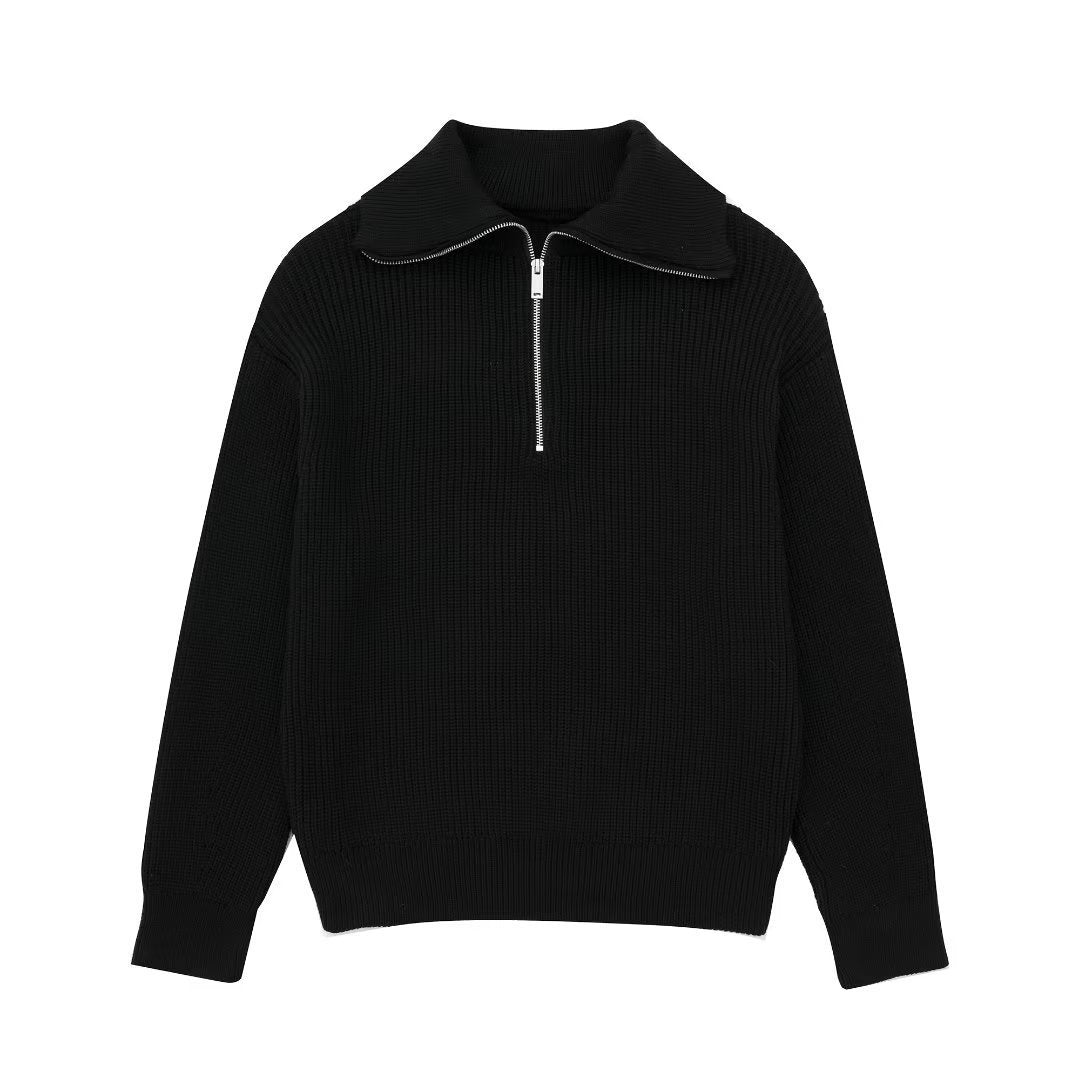 Wollpullover Damen Offener Kragen Glamour Style
