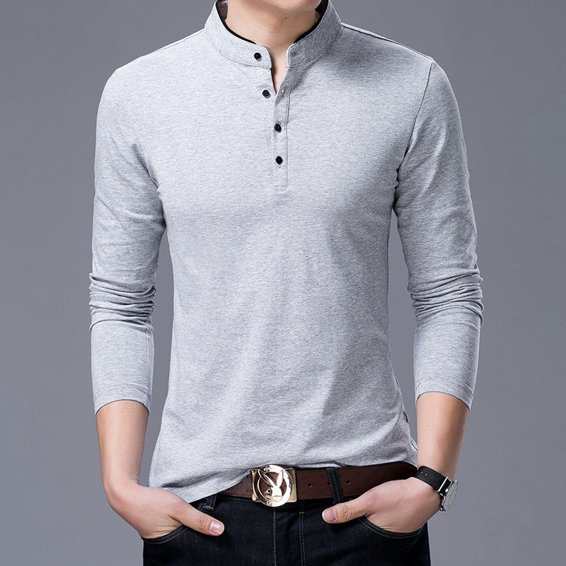 Herren Poloshirt Langarm Modern Stehkragen Elegantes Design