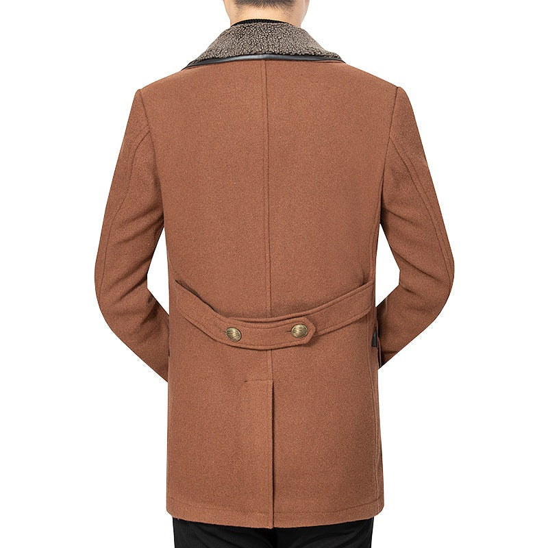 Herren Doppelreihenjacke Fleece Kragen Modern Stadtstyl