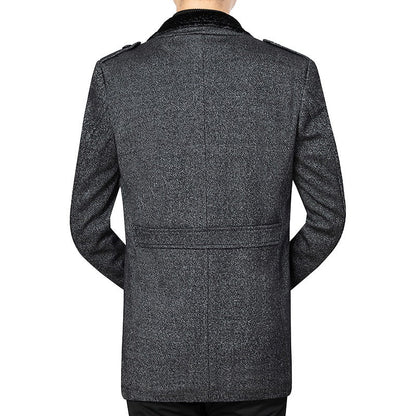 Herren Mantel Eleganter Pelzkragen Luxus Winter