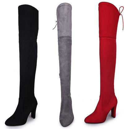 Stilettostiefel Damen Hoch Overknee Schnürstiefel Elegant