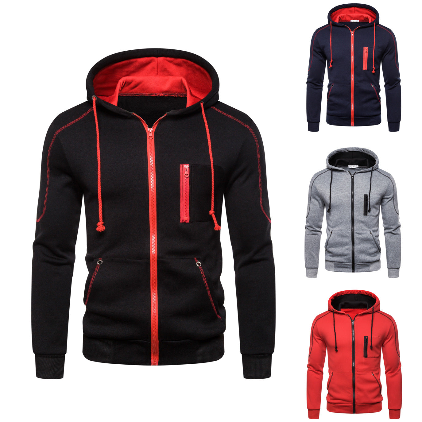 Herren Kapuzenjacke Sportlich Atmungsaktiv mit Taschen