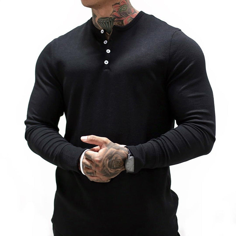 Elegantes Herren Langarmshirt Knopfverschluss Modern