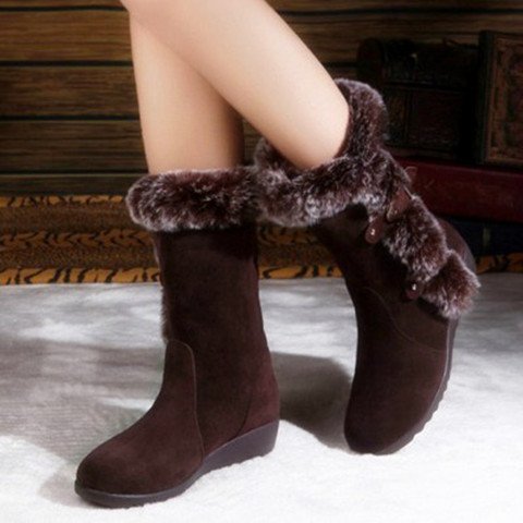 Damen Winterstiefel Warm mit Kunstfellkragen Rutschfest