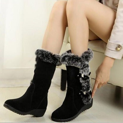 Damen Winterstiefel Warm mit Kunstfellkragen Rutschfest - BerlinGlamour