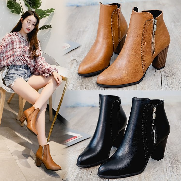 Damen Stiefeletten Elegant Mit Reißverschluss Hochwertig