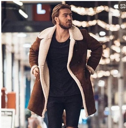 Herren Lammfell Mantel Eleganter Kragen Warm