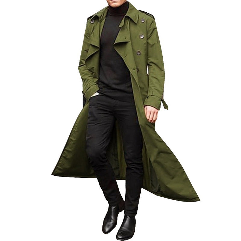 Herren Trenchcoat Eleganter Doppelreihen Mantel Berlin Style