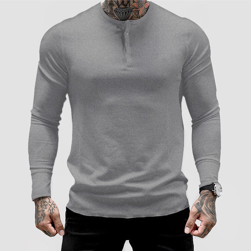 Elegantes Herren Langarmshirt Knopfverschluss Modern