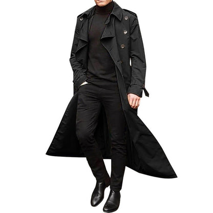 Herren Trenchcoat Eleganter Doppelreihen Mantel Berlin Style