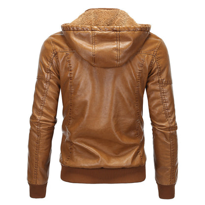 Lederjacke Herren Kunstleder Warm mit Innenvlies und Taschen