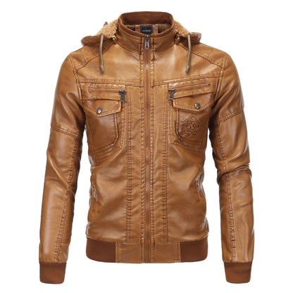 Lederjacke Herren Kunstleder Warm mit Innenvlies und Taschen