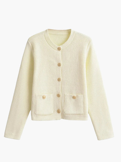 Strickjacke Damen Klassisch mit Taschen - BerlinGlamour