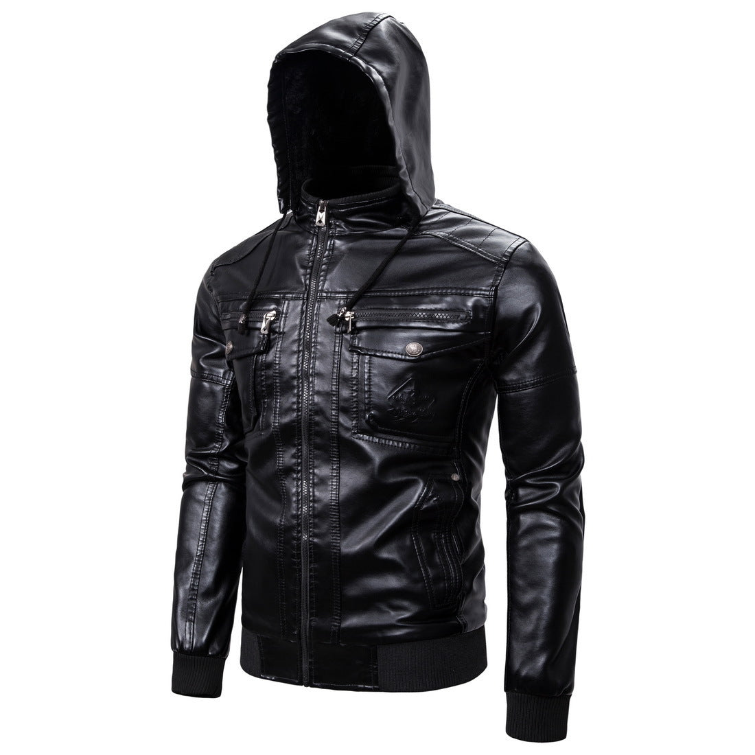 Lederjacke Herren Kunstleder Warm mit Innenvlies und Taschen