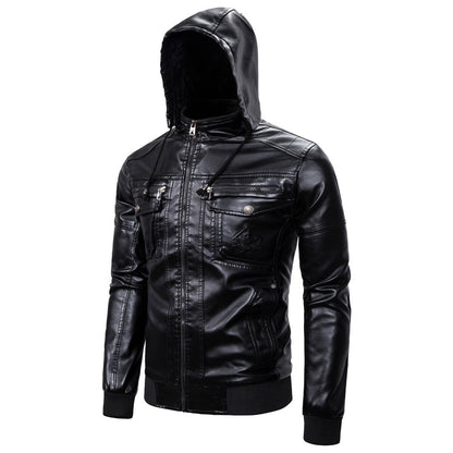 Lederjacke Herren Kunstleder Warm mit Innenvlies und Taschen