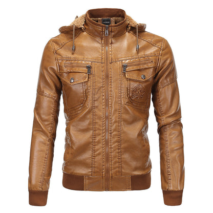 Lederjacke Herren Kunstleder Warm mit Innenvlies und Taschen