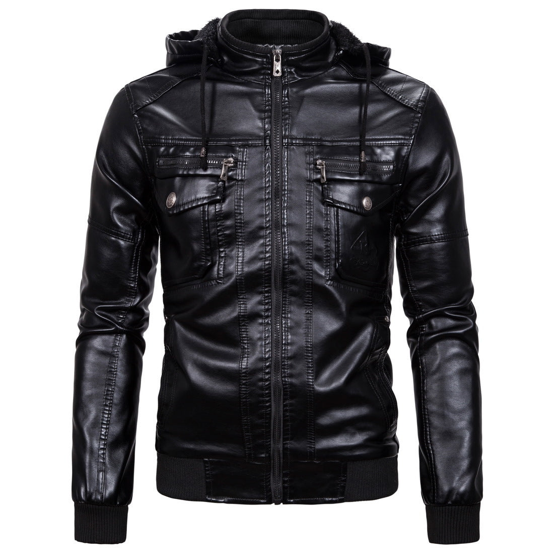 Lederjacke Herren Kunstleder Warm mit Innenvlies und Taschen