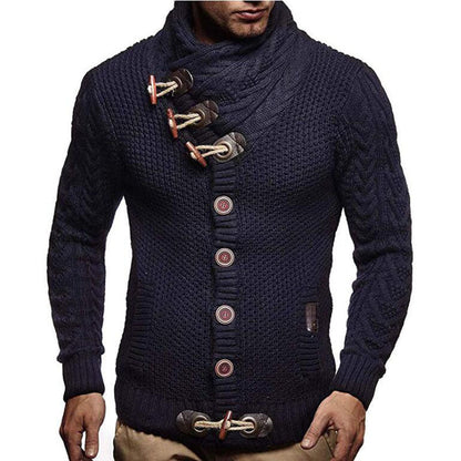 Herren Strickjacke Modern Hochkragen Knopfleiste