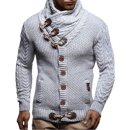 Herren Strickjacke Modern Hochkragen Knopfleiste