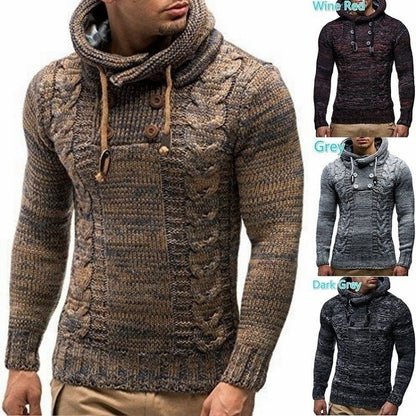 Herren Strickpullover Zopfmuster Kragen Hochgeschlossen Modern - BerlinGlamour