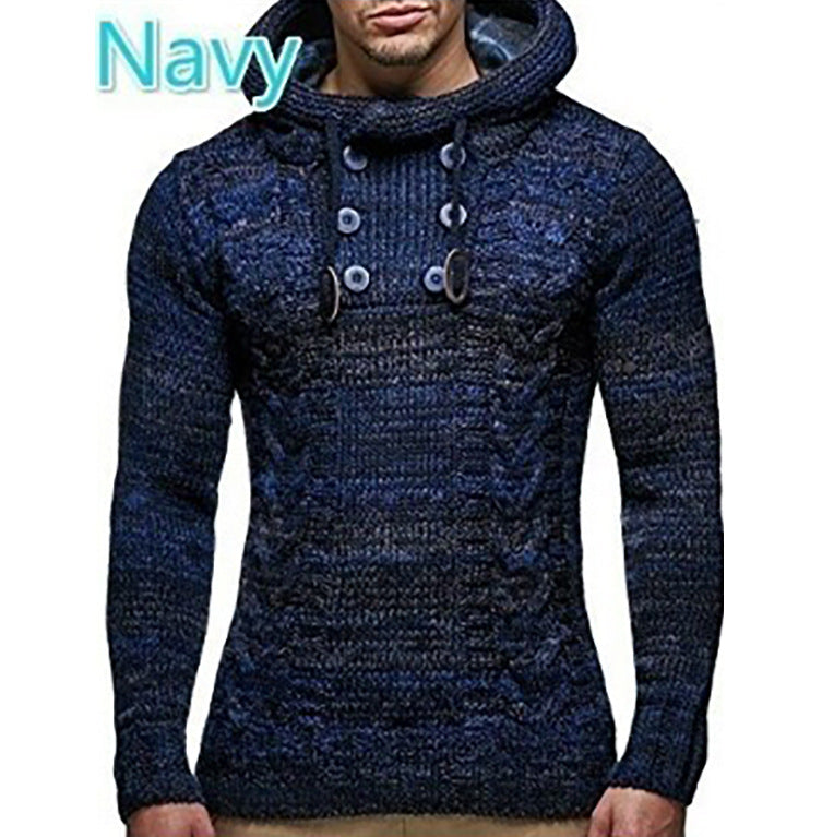 Herren Strickpullover Zopfmuster Kragen Hochgeschlossen Modern