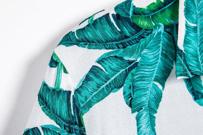 Herren Kurzarmhemd Sommerleicht mit Pflanzenmuster Tropical