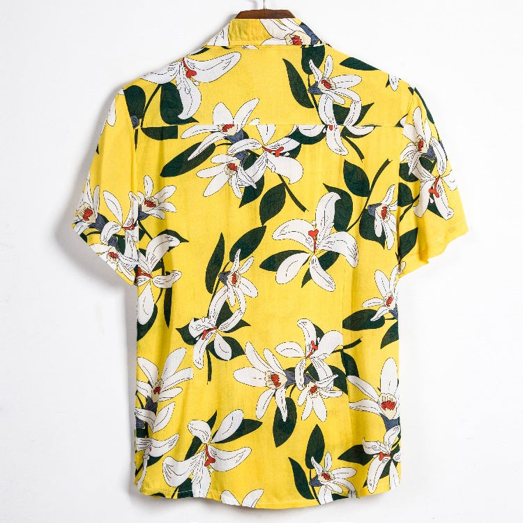 Herren Kurzarmhemd Floral Modern Leicht
