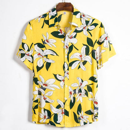 Herren Kurzarmhemd Floral Modern Leicht