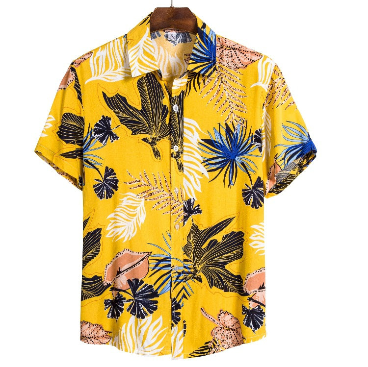 Herren Sommerhemd Blumenmuster Bunt Leger