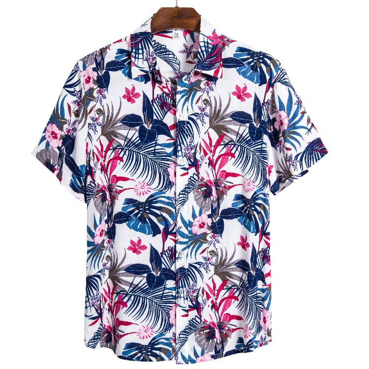Herren Hemd Kurzarm Tropendruck Modern Fit