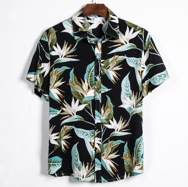 Herren Kurzarmhemd Tropisches Blumenmuster Relaxed Fit - BerlinGlamour