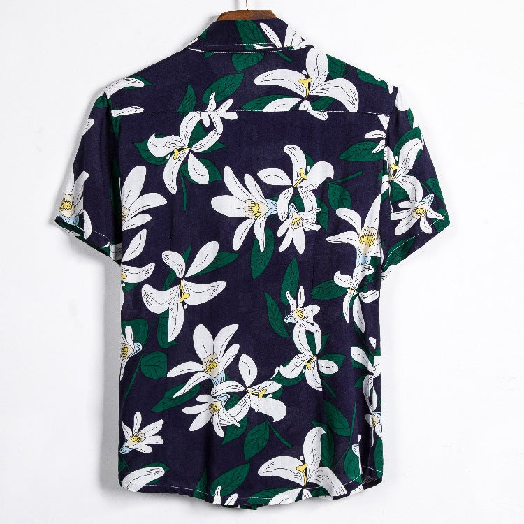 Herren Kurzarmhemd Baumwolle Floral Modern Sommer