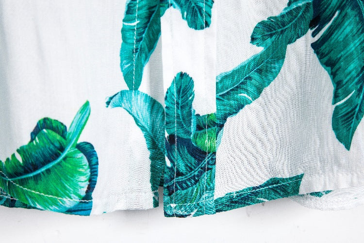 Herren Kurzarmhemd Sommerleicht mit Pflanzenmuster Tropical