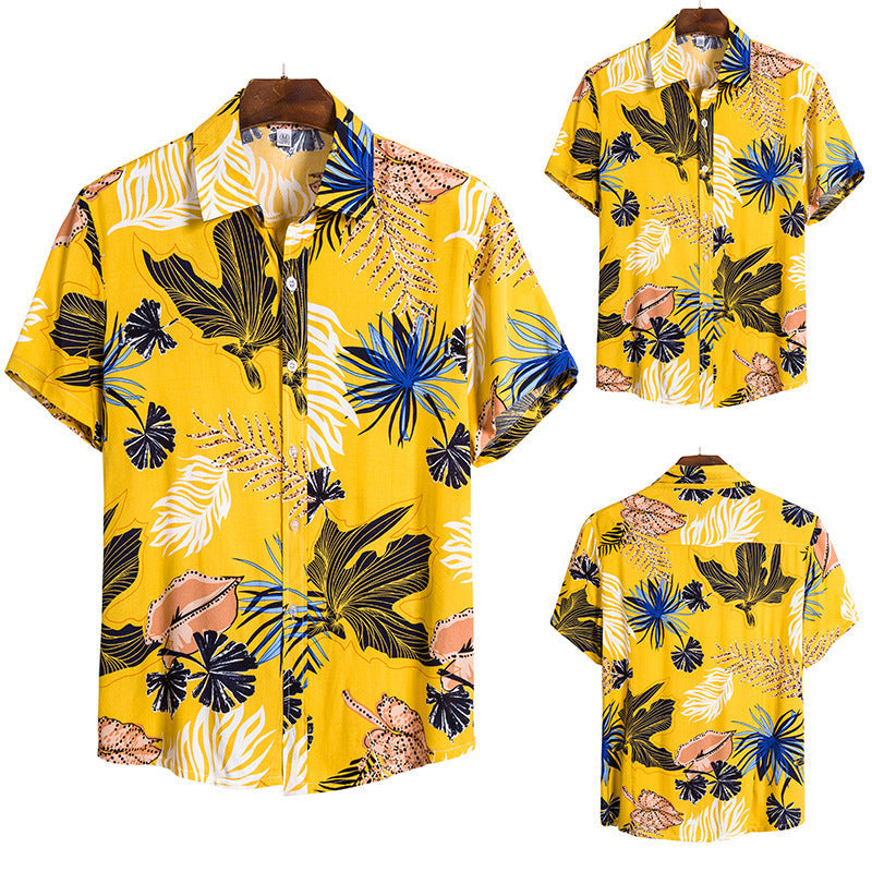 Herren Sommerhemd Blumenmuster Bunt Leger - BerlinGlamour