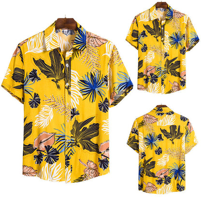 Herren Sommerhemd Blumenmuster Bunt Leger - BerlinGlamour