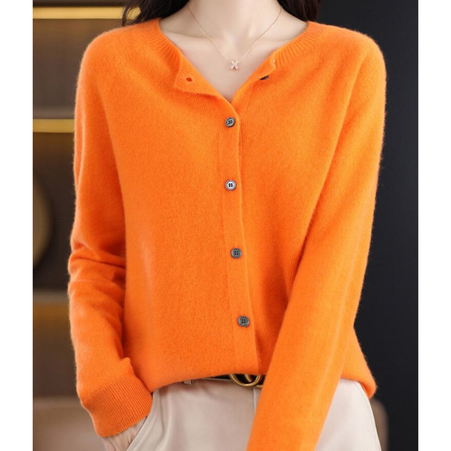 Damen Strickjacke Klassisch mit Knöpfen Eleganz