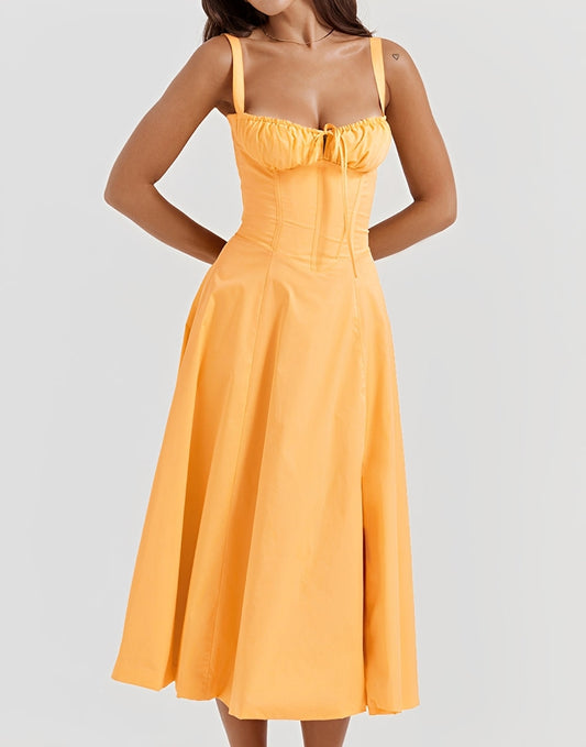 Midi-Kleid Damen Slim Fit Blumenmuster Sommerkleid - BerlinGlamour