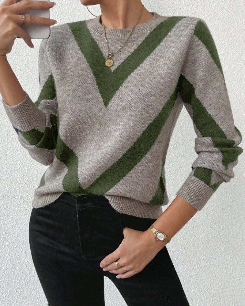 BerlinGlamour Top Rundhals Geometrisches Muster Damen