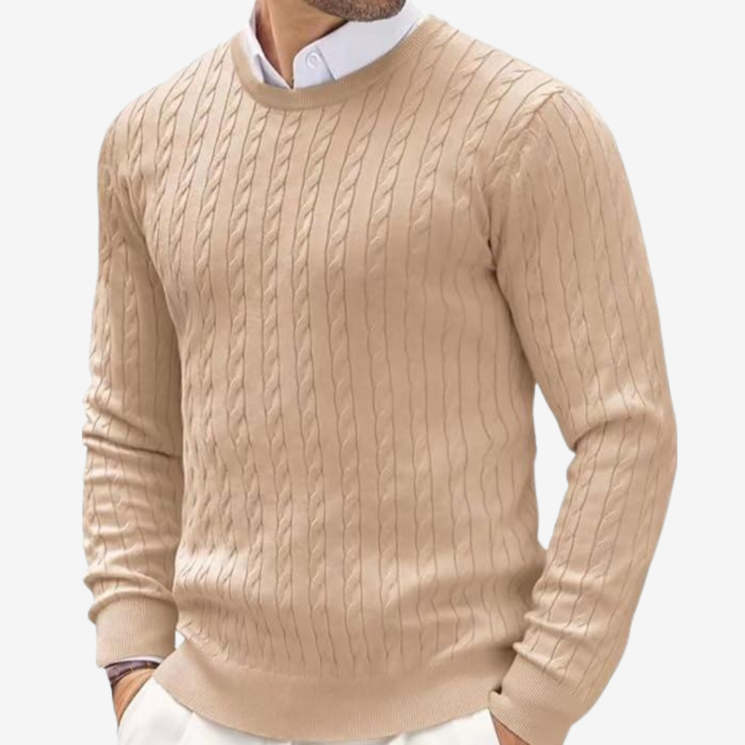 Herren Strickpullover Rundhals Frühling Zopfmuster Modern