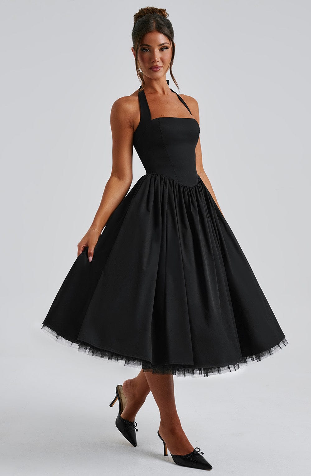 Hochzeitskleid Damen Midi Kleid für Gäste Elegant